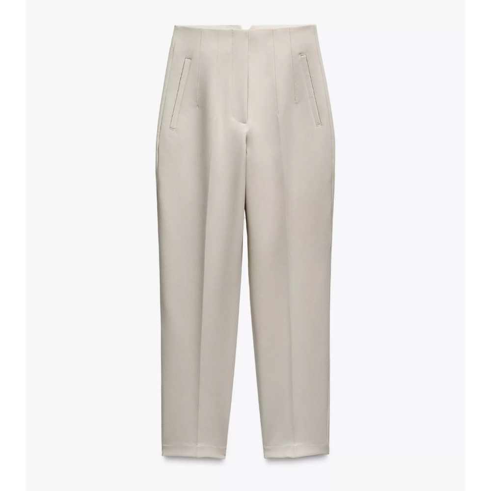 Zara Cream High-Waisted Women's Trousers